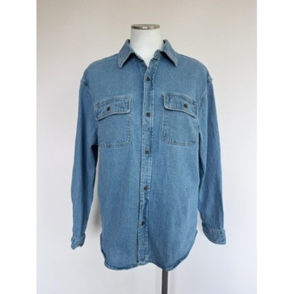 Free Assembly | Medium Wash Denim Button Down Shirt Oversized Fit Size M